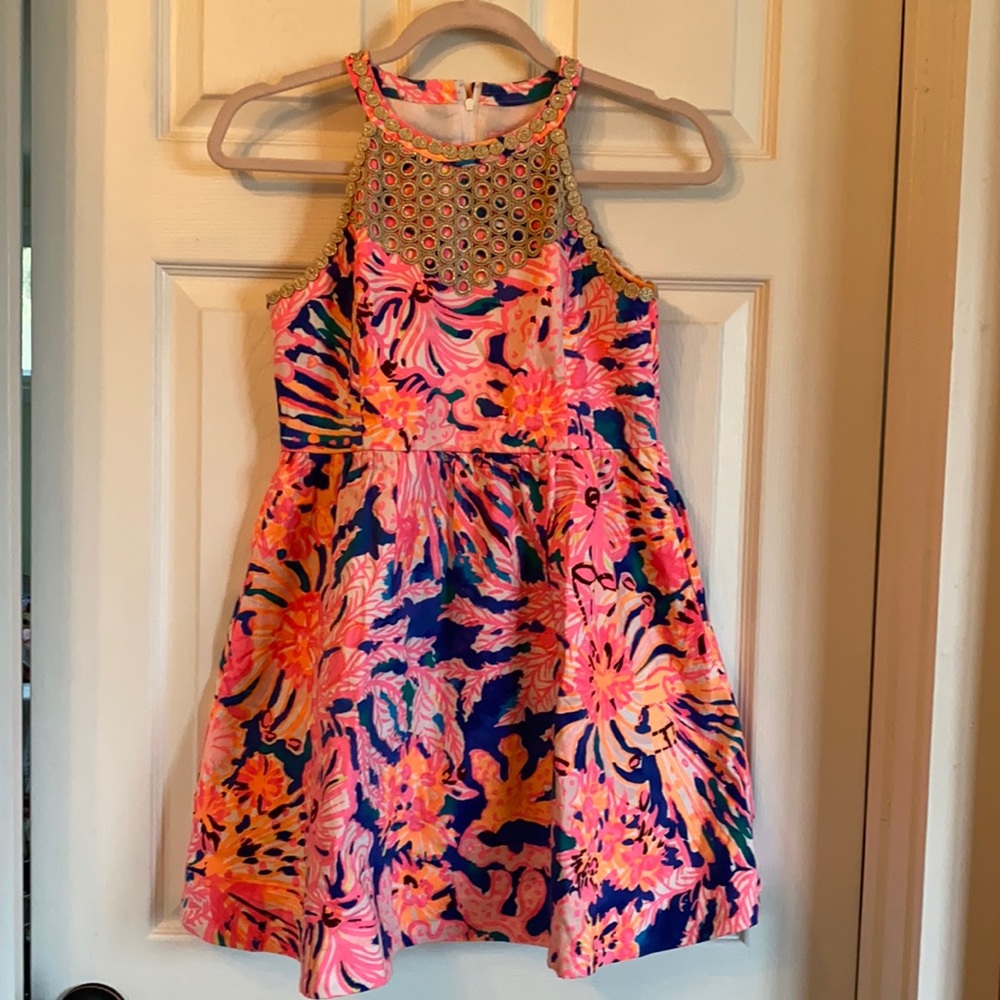 Lilly Pulitzer Kinley Dress Swirling Seadream Sz 14
